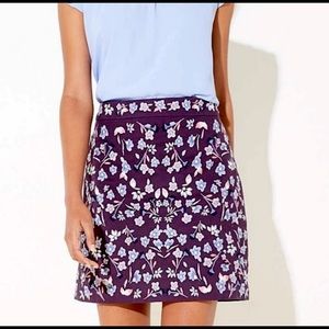 LOFT Purple Floral Skirt